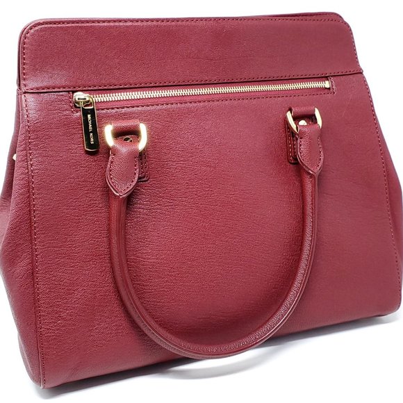 NWOT MICHAEL KORS Astrid Leather Satchel (Claret) - Picture 2 of 12